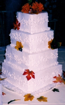 4 Tier White Square Fall Leaf 0021
