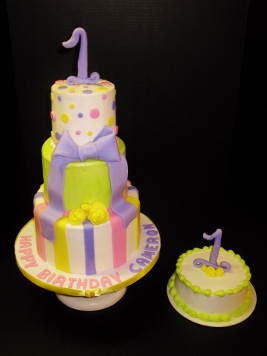 3 Tier Buttercream and Fondant 1st Birthday with Smash Cake 005